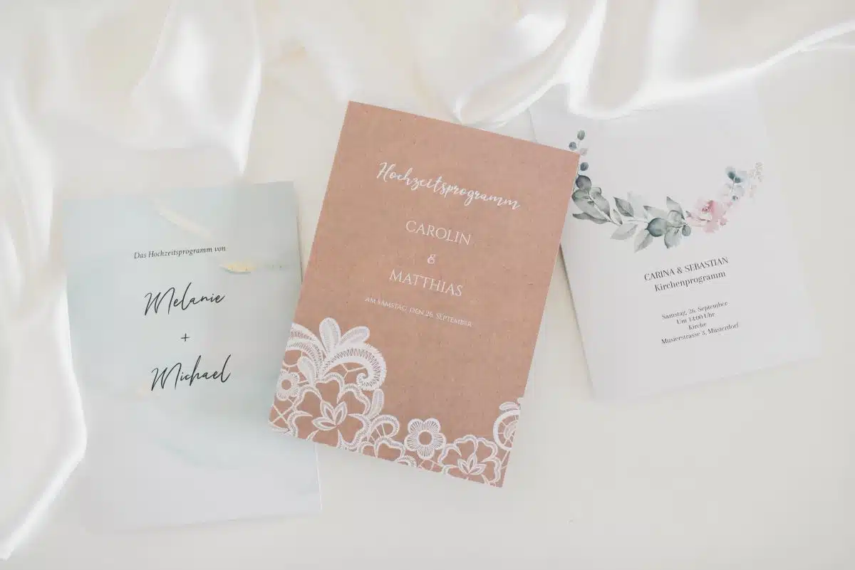 Programmhefte zur Hochzeit von Honeymoments