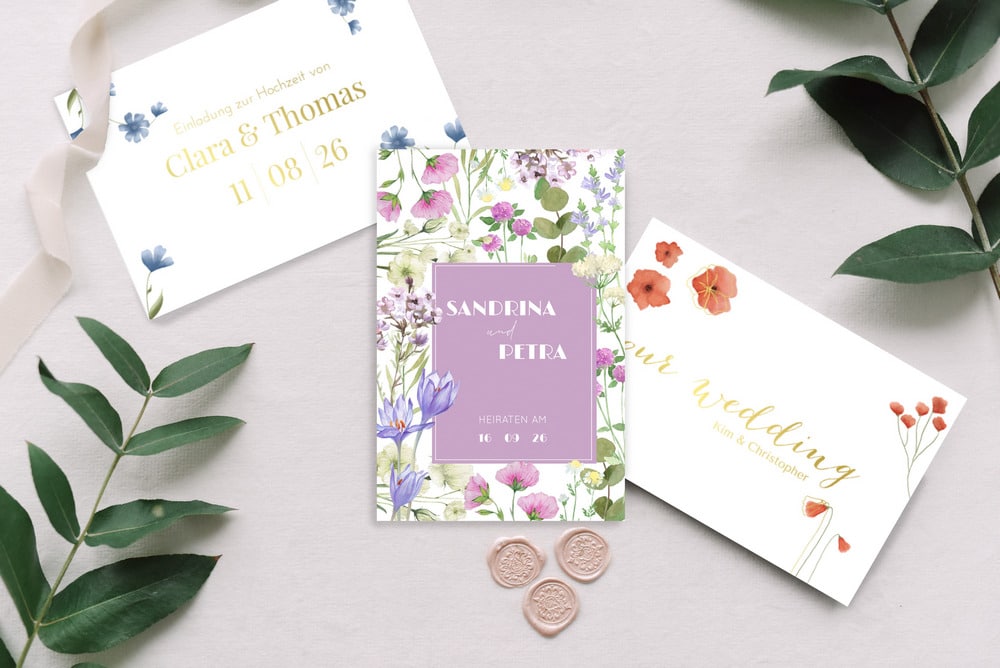 Florale Hochzeitskarten Heiraten in Mannheim & Hochzeit in Mannheim und Umgebung - Hochzeitskarten im Bohostil - Hochzeitsplaza