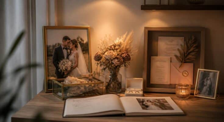 Die Hochzeitsecke zu Hause: Erinnerungsstücke mit dem richtigen Licht in Szene setzen