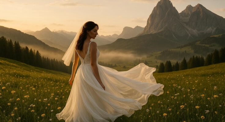 Titelbild zu Heiraten in den Bergen - Die besten Tipps für ihr Brautkleid